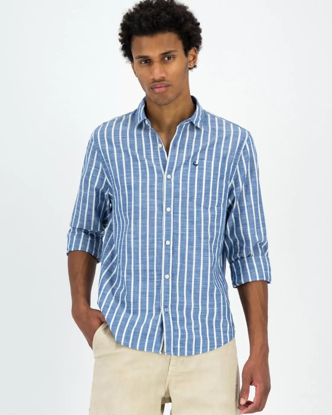 Flash Sale Men'S Matt Wide Slub Stripe Shirt Men Shirts