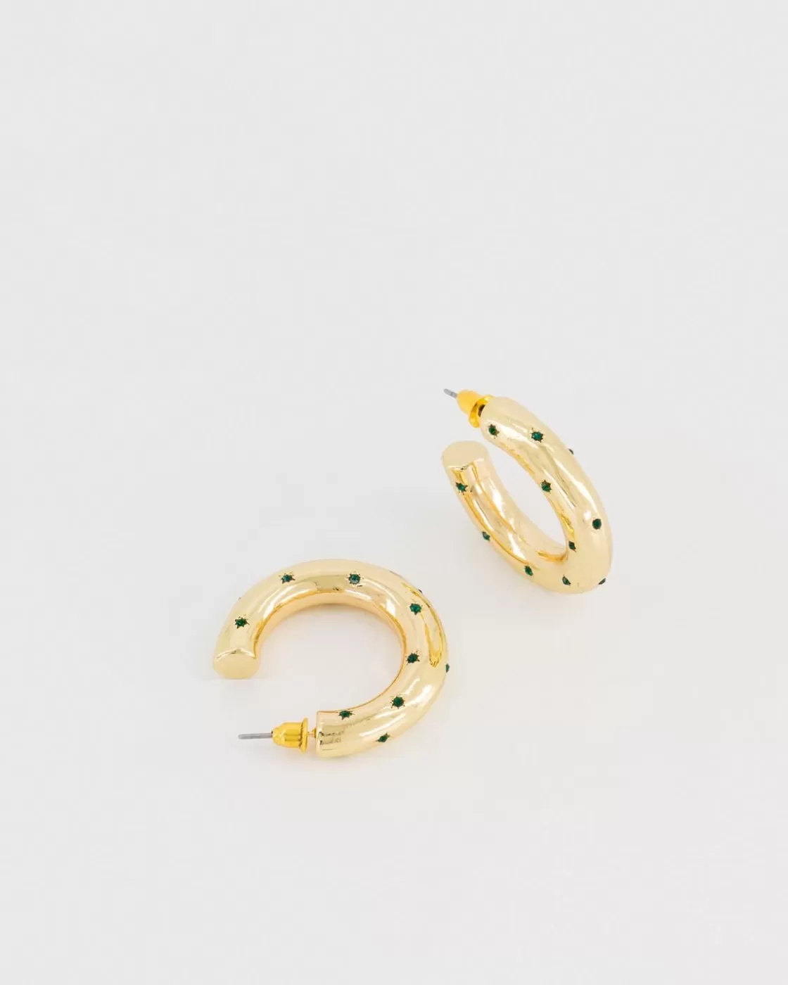 New Women'S Chunky Stone Embedded Hoop Earrings Women Jewellery