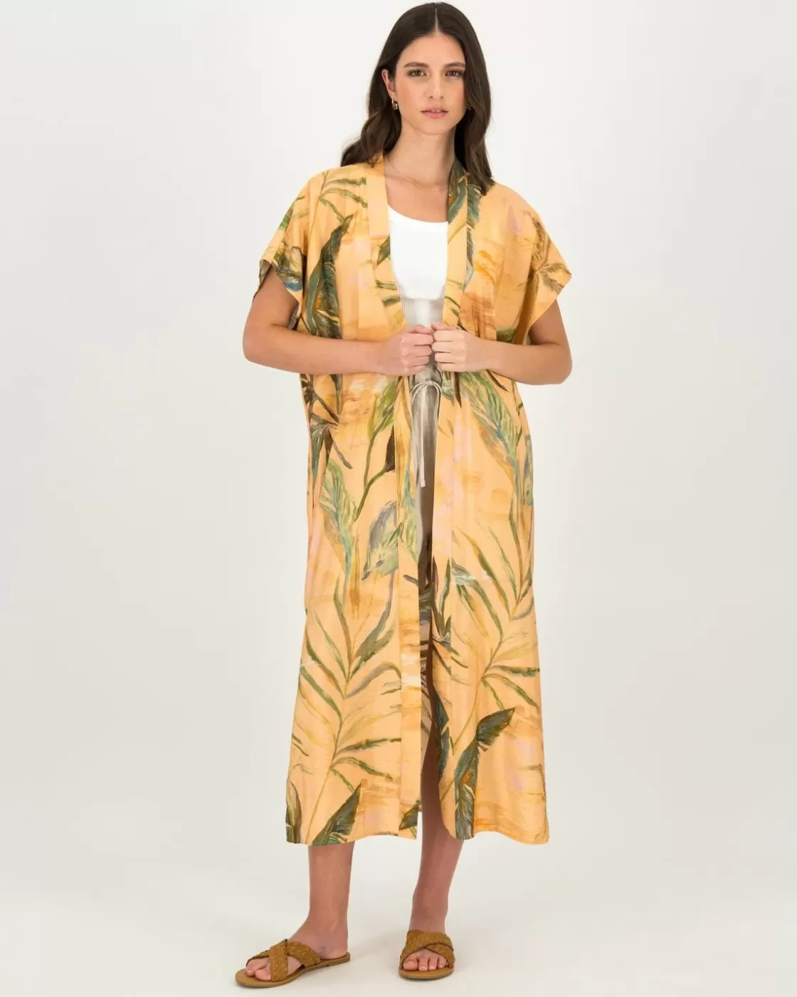 Flash Sale Women'S Hattie Tropical Leaf Printed Kimono Women Scarves & Kimonos