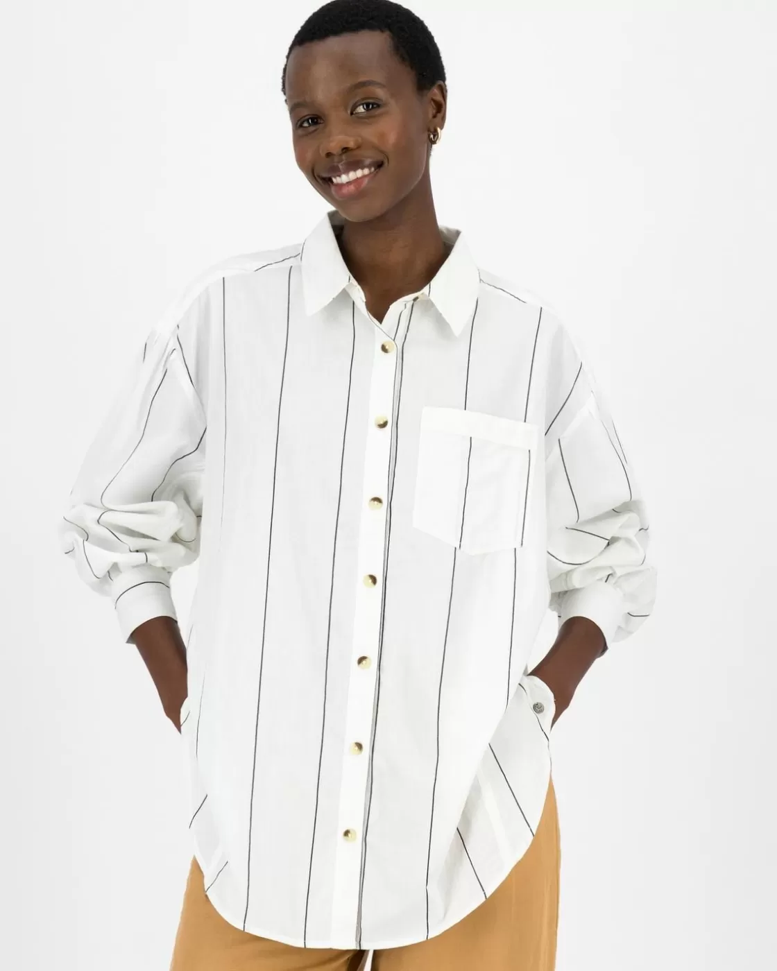 Outlet Women'S Relaxed Fit Stripe Shirt Women Shirts & Blouses