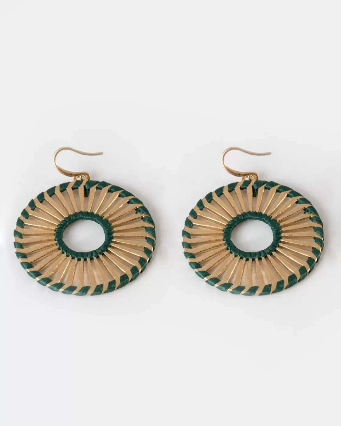 Sale Women'S Straw & Metal Circle Drop Earring Women Jewellery